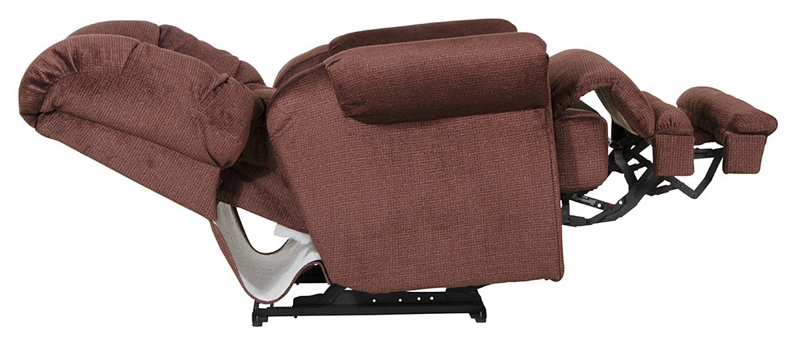 Catnapper - Malone Power Lay Flat Recliner with Extended Ottoman in Merlot - 64257-7-MERLOT - GreatFurnitureDeal