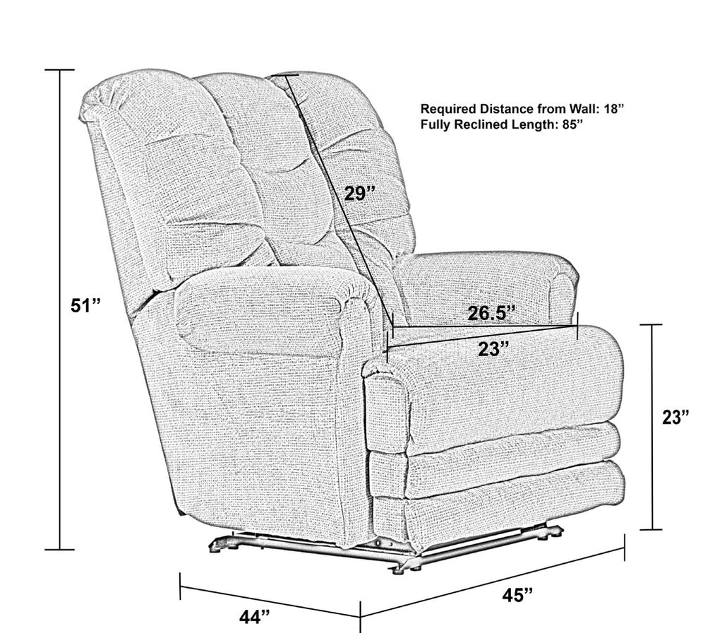 Catnapper Malone Power Lay Flat Recliner with Extended Ottoman in In — GreatFurnitureDeal