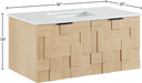 Meridian Furniture - Leonardo 36" Natural Engineered Stone And Solid Wood Wall Mounted Bathroom Vanity - 435Natural-36 - GreatFurnitureDeal