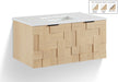 Meridian Furniture - Leonardo 36" Natural Engineered Stone And Solid Wood Wall Mounted Bathroom Vanity - 435Natural-36 - GreatFurnitureDeal