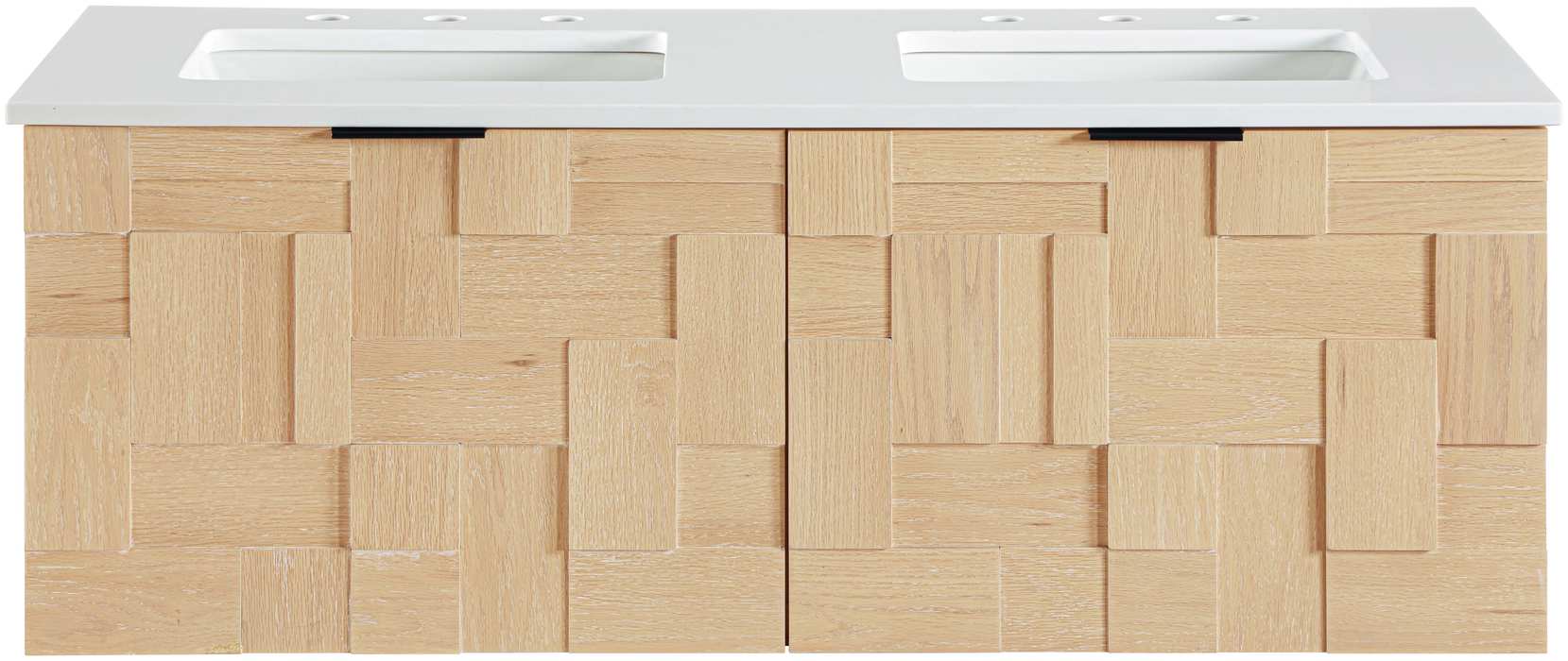 Meridian Furniture - Leonardo 36" Natural Engineered Stone And Solid Wood Wall Mounted Bathroom Vanity - 435Natural-36 - GreatFurnitureDeal