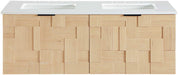 Meridian Furniture - Leonardo 36" Natural Engineered Stone And Solid Wood Wall Mounted Bathroom Vanity - 435Natural-36 - GreatFurnitureDeal