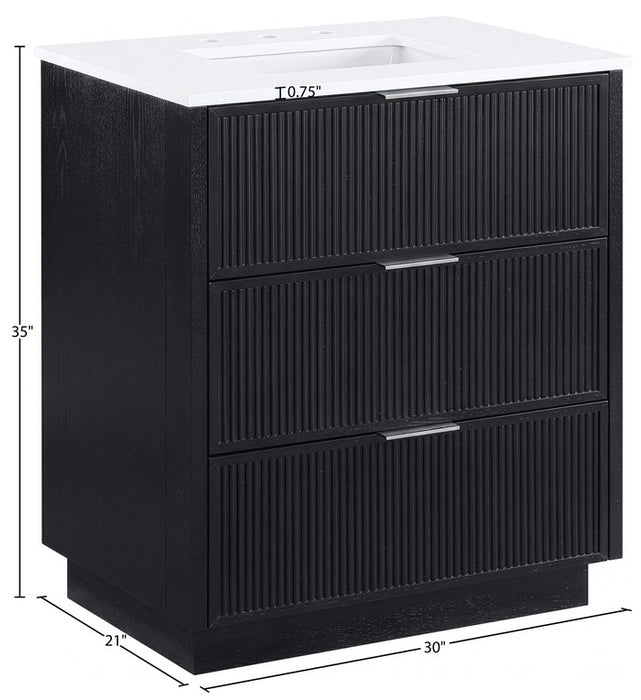Meridian Furniture - Willard 30" Black Engineered Stone And Solid Wood Bathroom Vanity - 436Black-30 - GreatFurnitureDeal