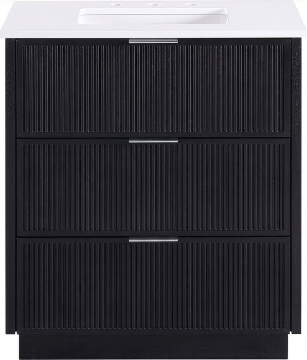 Meridian Furniture - Willard 30" Black Engineered Stone And Solid Wood Bathroom Vanity - 436Black-30 - GreatFurnitureDeal
