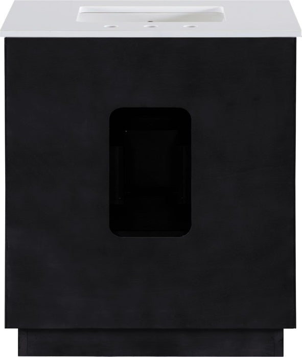 Meridian Furniture - Willard 30" Black Engineered Stone And Solid Wood Bathroom Vanity - 436Black-30 - GreatFurnitureDeal