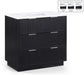 Meridian Furniture - Willard 36" Black Engineered Stone And Solid Wood Bathroom Vanity - 436Black-36 - GreatFurnitureDeal