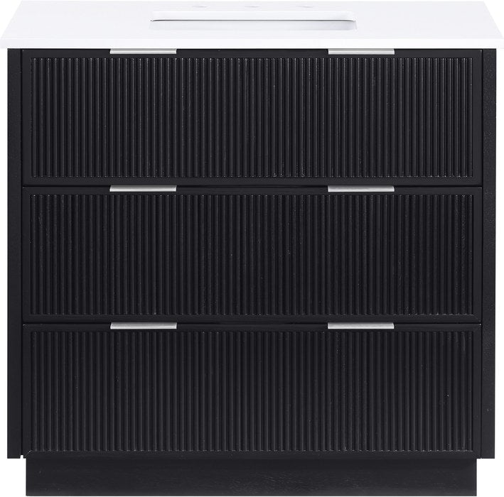 Meridian Furniture - Willard 36" Black Engineered Stone And Solid Wood Bathroom Vanity - 436Black-36 - GreatFurnitureDeal