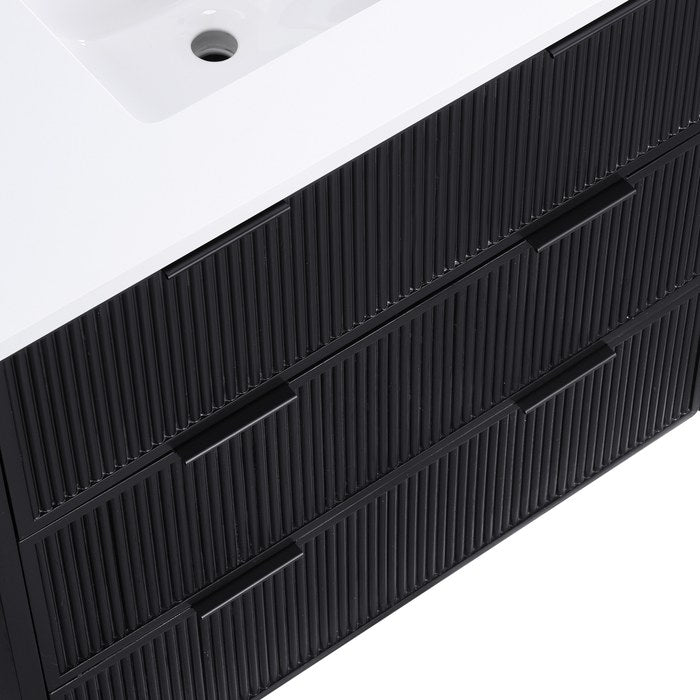 Meridian Furniture - Willard 36" Black Engineered Stone And Solid Wood Bathroom Vanity - 436Black-36 - GreatFurnitureDeal