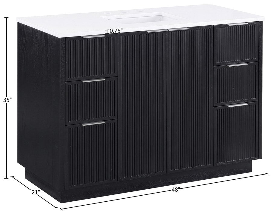 Meridian Furniture - Willard 48" Black Engineered Stone And Solid Wood Bathroom Vanity - 436Black-48 - GreatFurnitureDeal