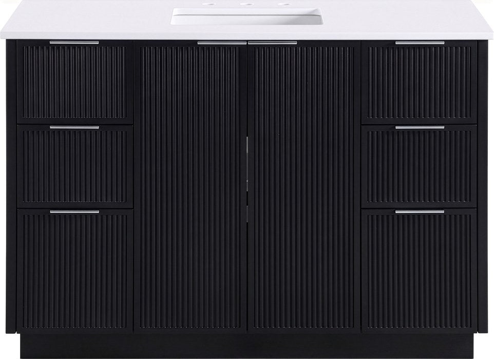 Meridian Furniture - Willard 48" Black Engineered Stone And Solid Wood Bathroom Vanity - 436Black-48 - GreatFurnitureDeal