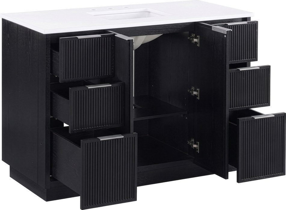 Meridian Furniture - Willard 48" Black Engineered Stone And Solid Wood Bathroom Vanity - 436Black-48 - GreatFurnitureDeal