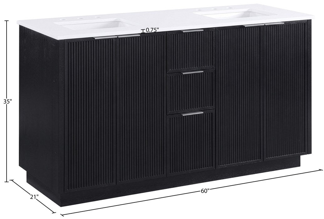 Meridian Furniture - Willard 60" Black Engineered Stone And Solid Wood Bathroom Vanity - 436Black-60 - GreatFurnitureDeal