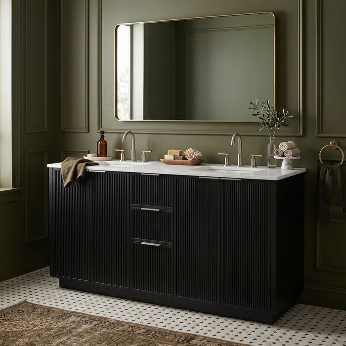 Meridian Furniture - Willard 60" Black Engineered Stone And Solid Wood Bathroom Vanity - 436Black-60 - GreatFurnitureDeal