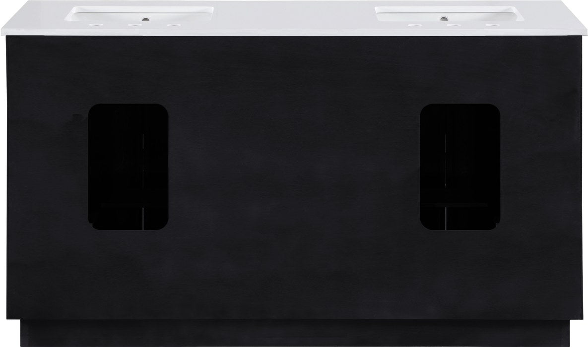 Meridian Furniture - Willard 60" Black Engineered Stone And Solid Wood Bathroom Vanity - 436Black-60 - GreatFurnitureDeal