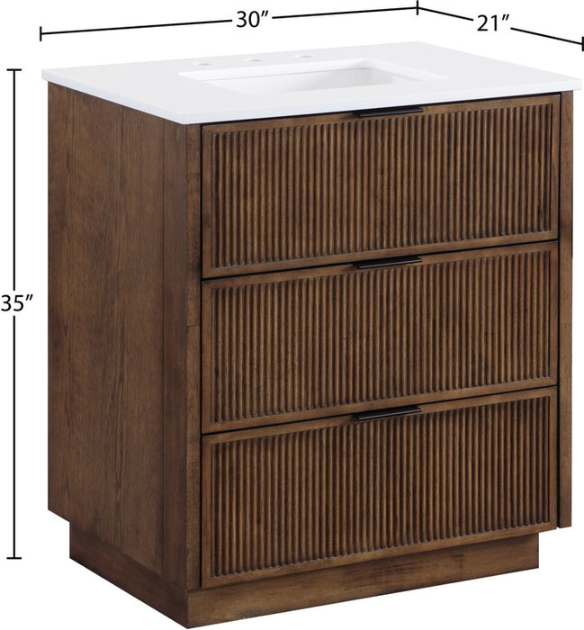 Meridian Furniture - Willard 30" Brown Engineered Stone And Solid Wood Bathroom Vanity - 436Brown-30 - GreatFurnitureDeal