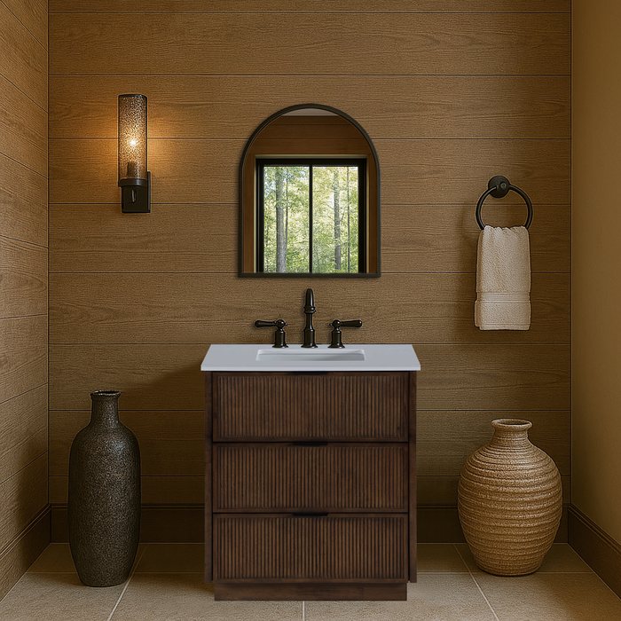 Meridian Furniture - Willard 30" Brown Engineered Stone And Solid Wood Bathroom Vanity - 436Brown-30 - GreatFurnitureDeal