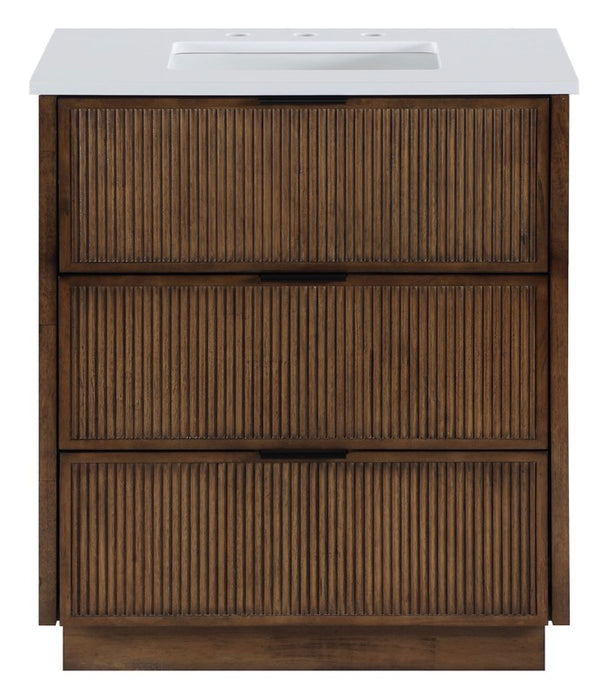 Meridian Furniture - Willard 30" Brown Engineered Stone And Solid Wood Bathroom Vanity - 436Brown-30 - GreatFurnitureDeal