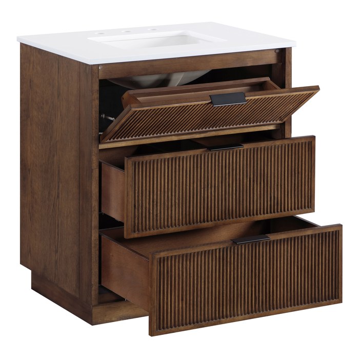 Meridian Furniture - Willard 30" Brown Engineered Stone And Solid Wood Bathroom Vanity - 436Brown-30 - GreatFurnitureDeal