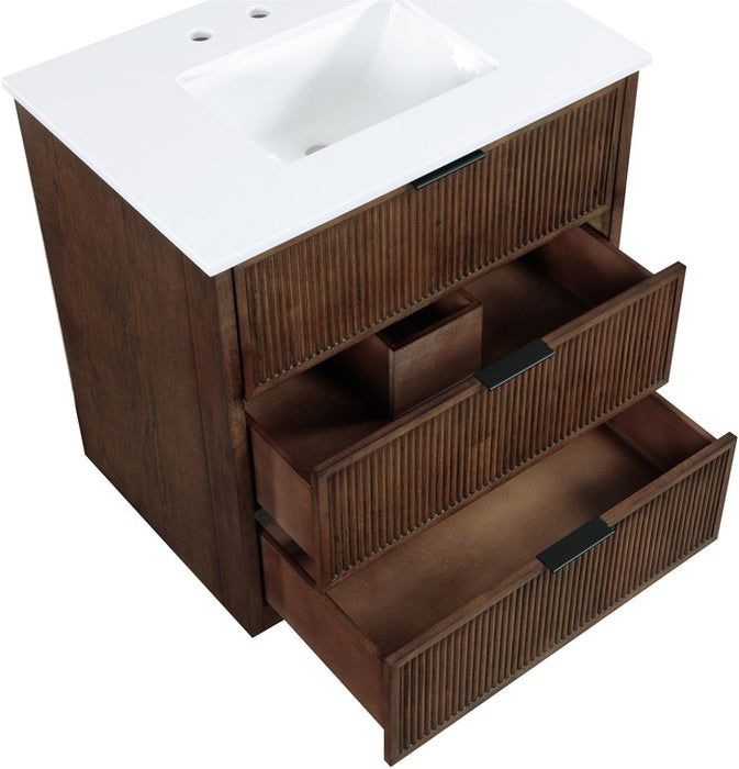 Meridian Furniture - Willard 30" Brown Engineered Stone And Solid Wood Bathroom Vanity - 436Brown-30 - GreatFurnitureDeal