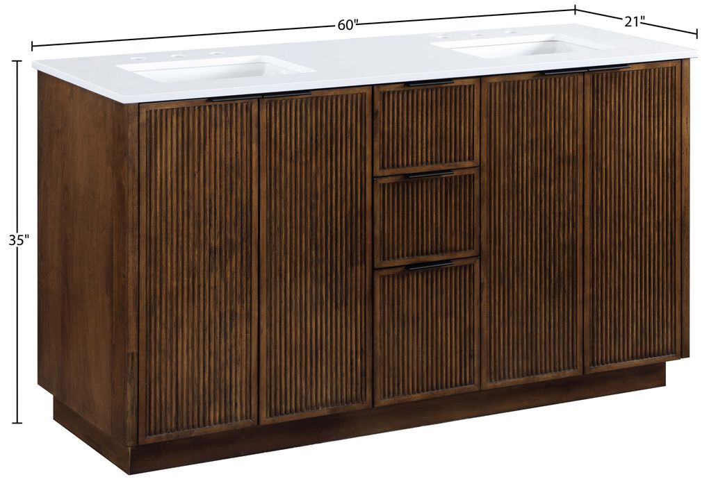 Meridian Furniture - Willard 60" Brown Engineered Stone And Solid Wood Bathroom Vanity - 436Brown-60 - GreatFurnitureDeal