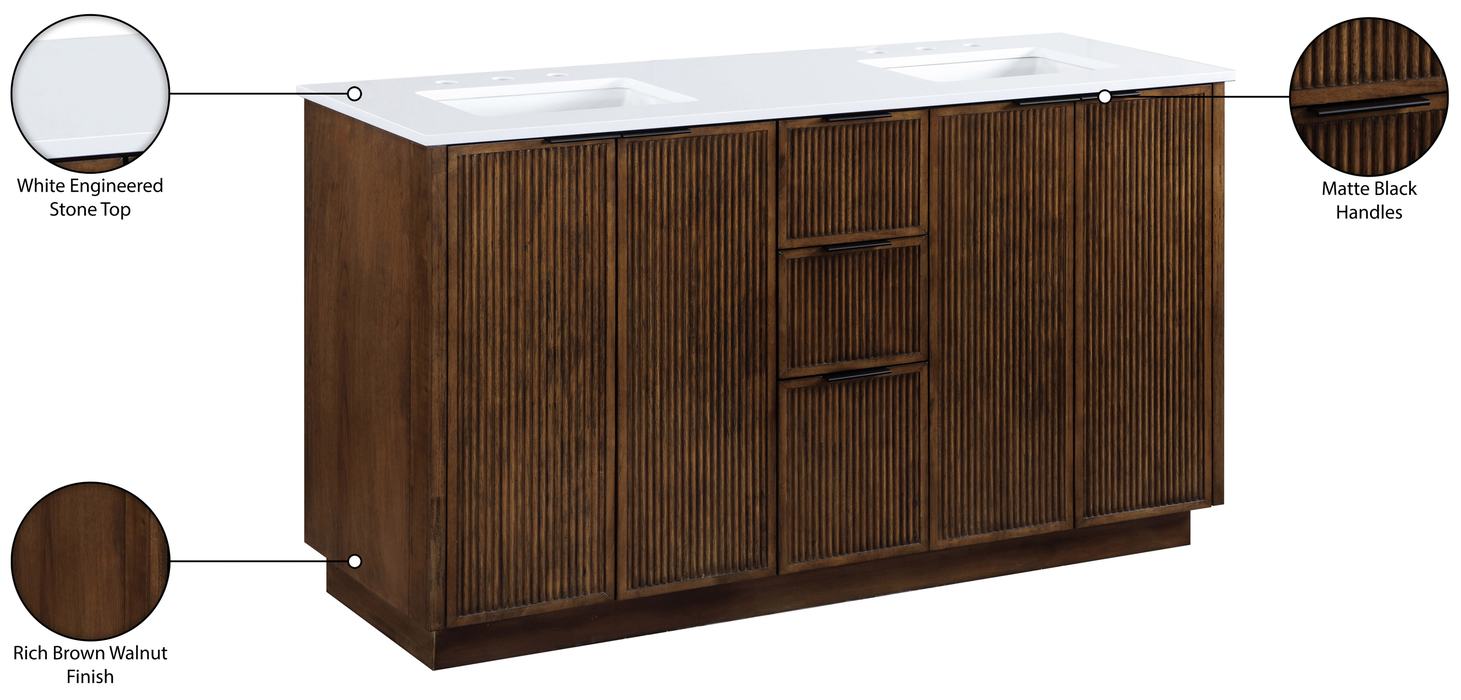 Meridian Furniture - Willard 60" Brown Engineered Stone And Solid Wood Bathroom Vanity - 436Brown-60 - GreatFurnitureDeal