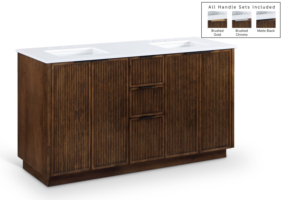 Meridian Furniture - Willard 60" Brown Engineered Stone And Solid Wood Bathroom Vanity - 436Brown-60 - GreatFurnitureDeal