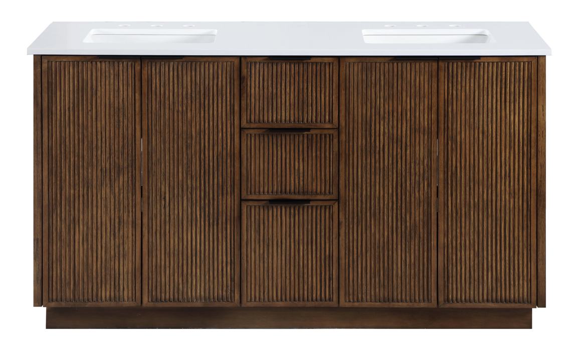 Meridian Furniture - Willard 60" Brown Engineered Stone And Solid Wood Bathroom Vanity - 436Brown-60 - GreatFurnitureDeal