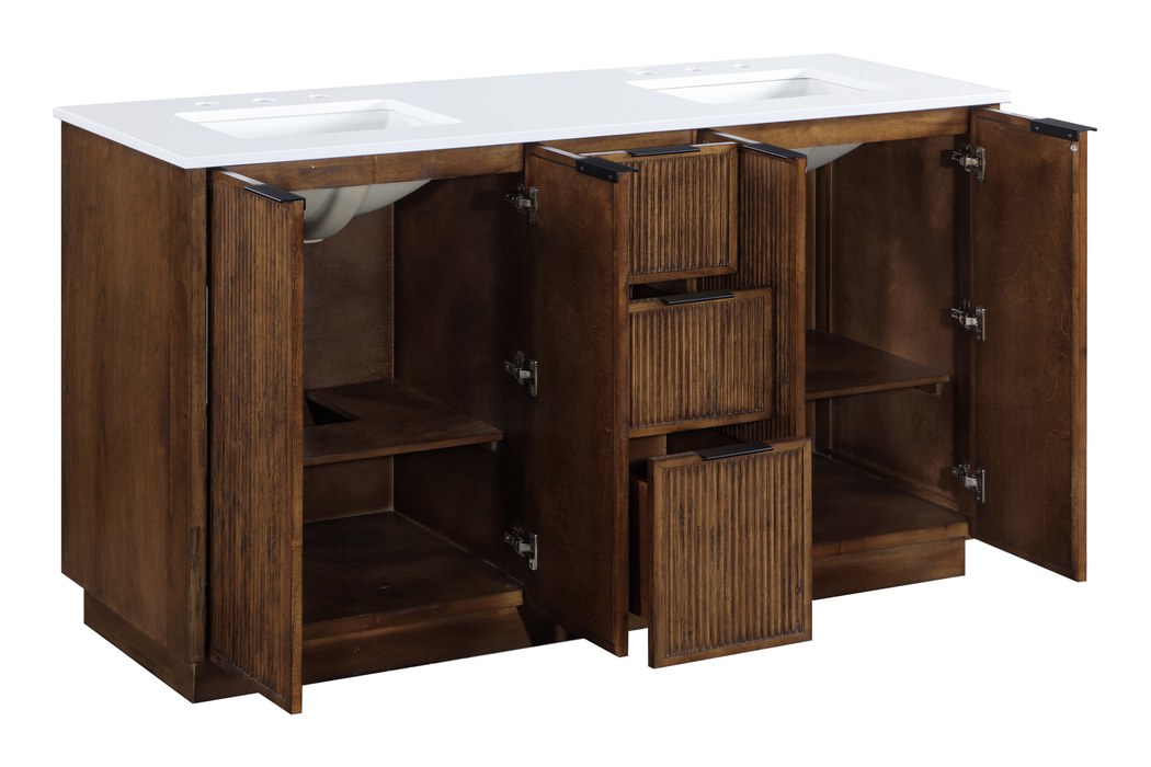Meridian Furniture - Willard 60" Brown Engineered Stone And Solid Wood Bathroom Vanity - 436Brown-60 - GreatFurnitureDeal