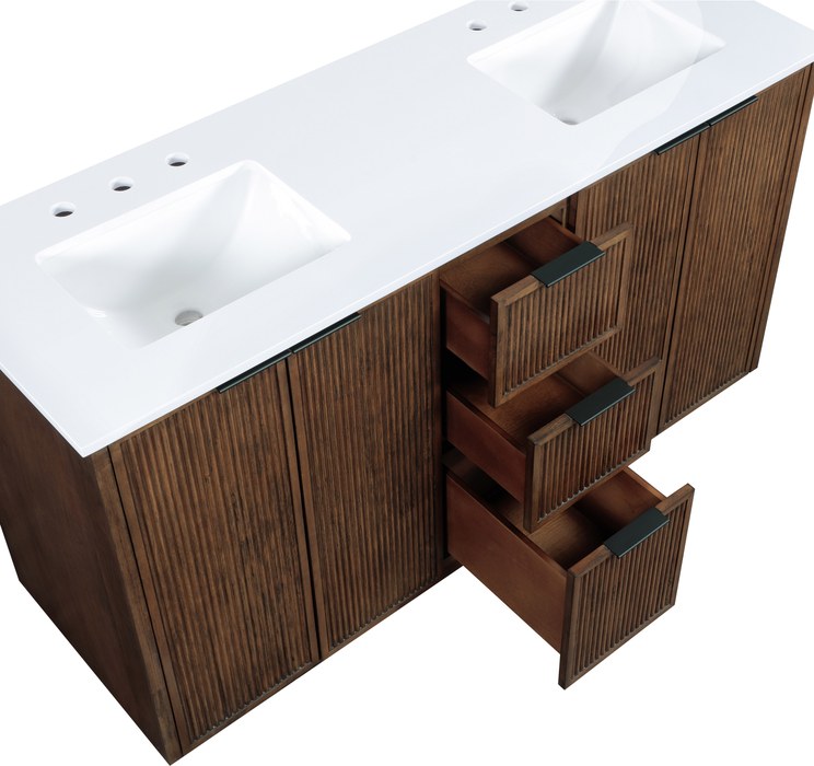 Meridian Furniture - Willard 60" Brown Engineered Stone And Solid Wood Bathroom Vanity - 436Brown-60 - GreatFurnitureDeal