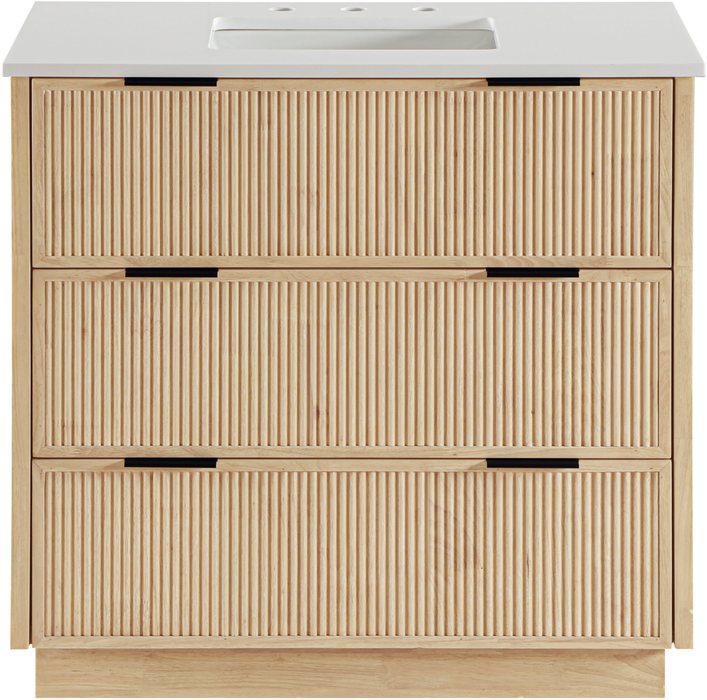 Meridian Furniture - Willard 36" Natural Engineered Stone And Solid Wood Bathroom Vanity - 436Natural-36 - GreatFurnitureDeal