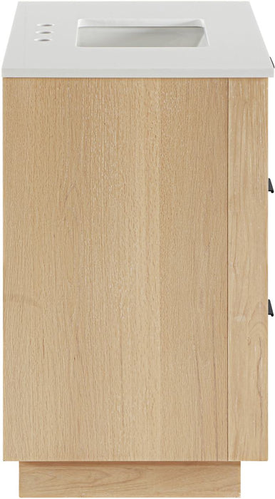 Meridian Furniture - Willard 36" Natural Engineered Stone And Solid Wood Bathroom Vanity - 436Natural-36 - GreatFurnitureDeal