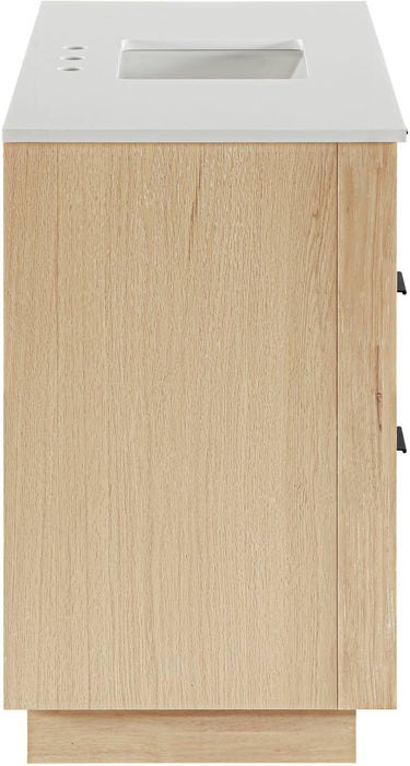 Meridian Furniture - Willard 48" Natural Engineered Stone And Solid Wood Bathroom Vanity - 436Natural-48 - GreatFurnitureDeal
