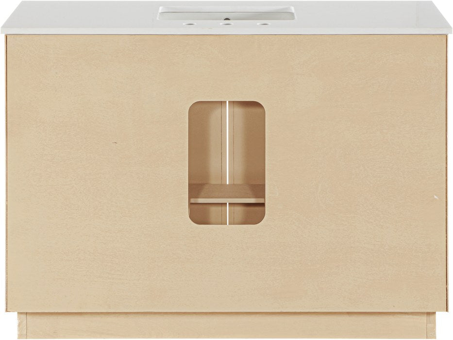 Meridian Furniture - Willard 48" Natural Engineered Stone And Solid Wood Bathroom Vanity - 436Natural-48 - GreatFurnitureDeal