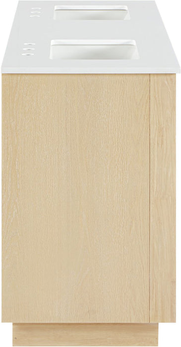 Meridian Furniture - Willard 60" Natural Engineered Stone And Solid Wood Bathroom Vanity - 436Natural-60 - GreatFurnitureDeal
