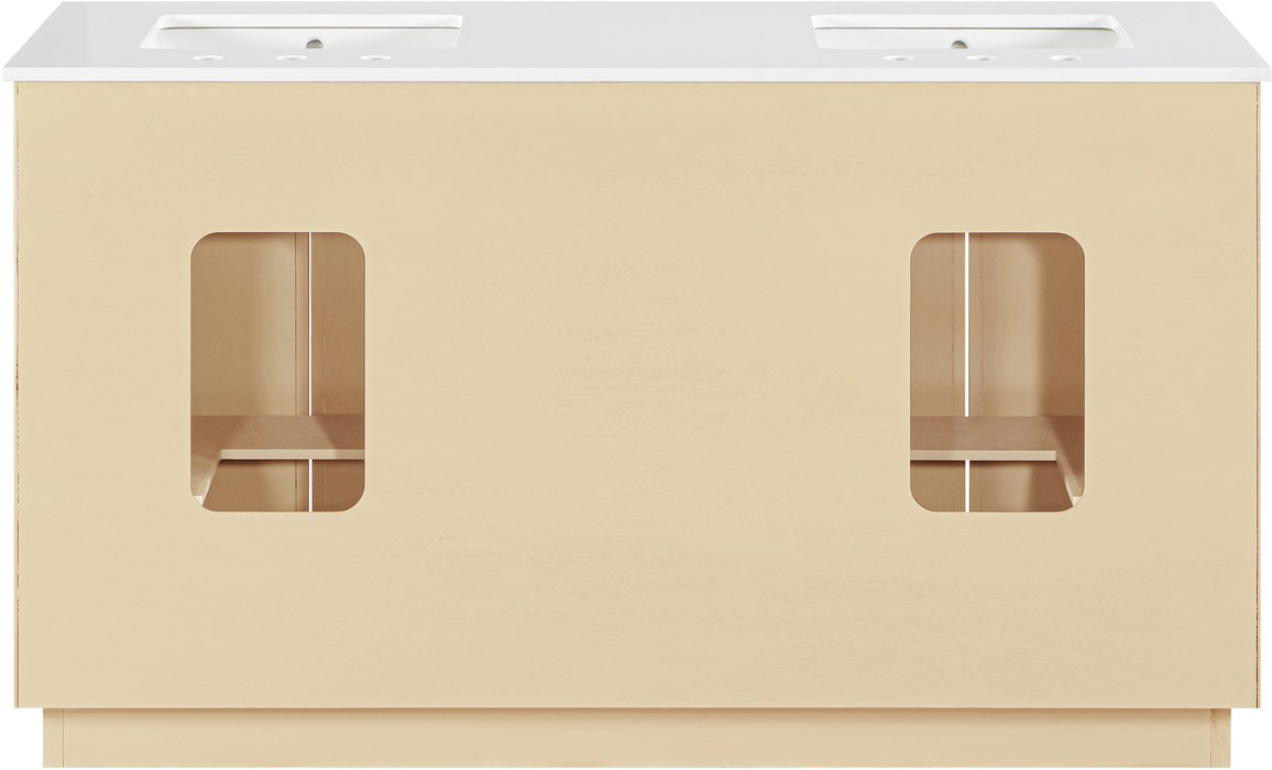 Meridian Furniture - Willard 60" Natural Engineered Stone And Solid Wood Bathroom Vanity - 436Natural-60 - GreatFurnitureDeal