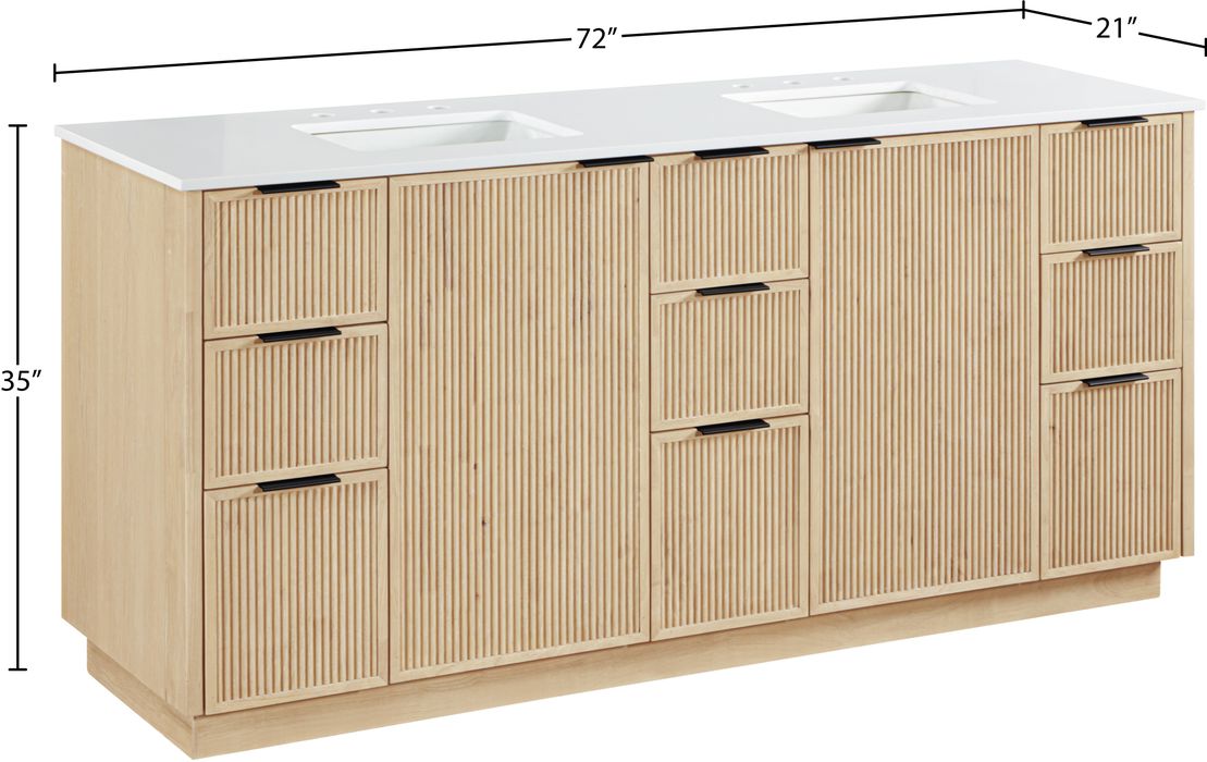 Meridian Furniture - Willard 72" Natural Engineered Stone And Solid Wood Bathroom Vanity - 436Natural-72 - GreatFurnitureDeal