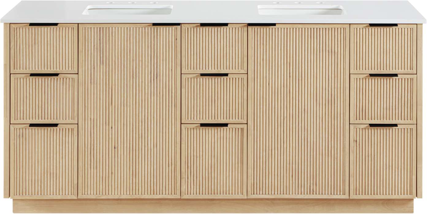 Meridian Furniture - Willard 72" Natural Engineered Stone And Solid Wood Bathroom Vanity - 436Natural-72 - GreatFurnitureDeal