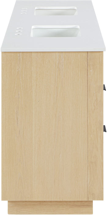 Meridian Furniture - Willard 72" Natural Engineered Stone And Solid Wood Bathroom Vanity - 436Natural-72 - GreatFurnitureDeal