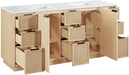 Meridian Furniture - Willard 72" Natural Engineered Stone And Solid Wood Bathroom Vanity - 436Natural-72 - GreatFurnitureDeal