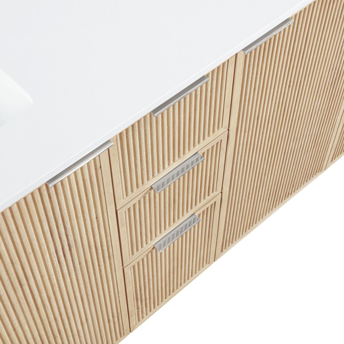 Meridian Furniture - Willard 72" Natural Engineered Stone And Solid Wood Bathroom Vanity - 436Natural-72 - GreatFurnitureDeal