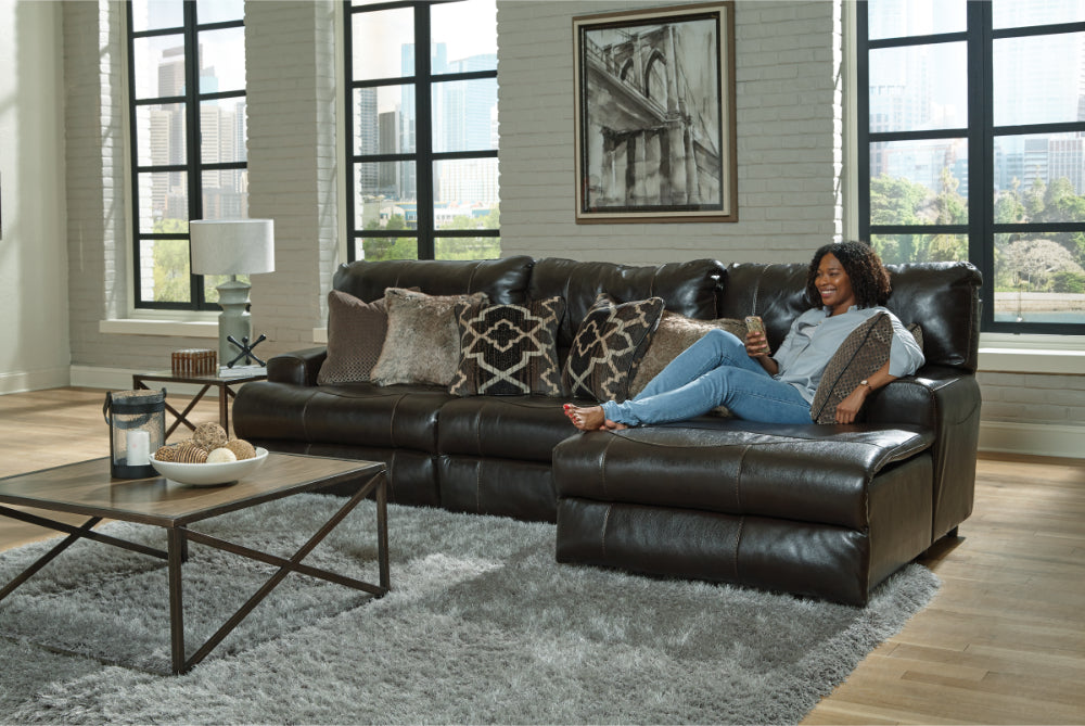 Catnapper - Como 3 Piece Modular Sectional in Chocolate - 4366-4365-4363-CHOCOLATE - GreatFurnitureDeal