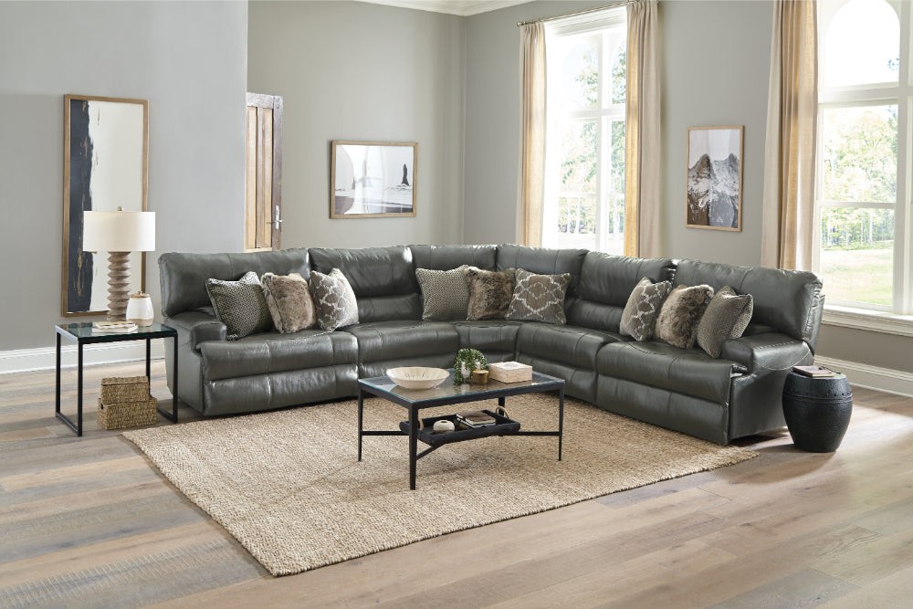 Catnapper - Como 5 Piece Power Modular Sectional in Steel - 64366-64365-4368-64365-64367-STEEL - GreatFurnitureDeal
