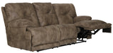 Catnapper - Voyager Lay Flat Reclining Sofa with 3x Recliner and Table in Brandy - 43845 - GreatFurnitureDeal