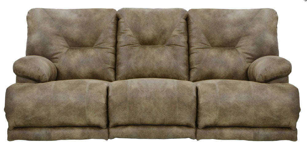 Catnapper - Voyager Lay Flat Reclining Sofa with 3x Recliner and Table in Brandy - 43845 - GreatFurnitureDeal