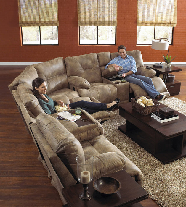Catnapper - Voyager 3 Piece Power Lay Flat Sectional Sofa Set in Brandy - 643845-SECTIONAL - GreatFurnitureDeal