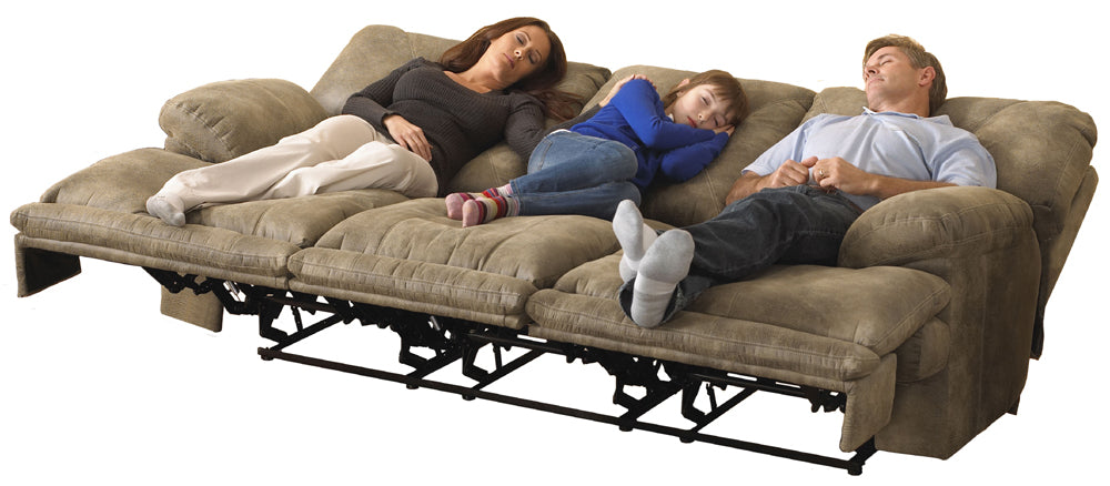 Catnapper - Voyager Power Lay Flat Reclining Sofa with 3x Recliner and Table in Brandy - 643845