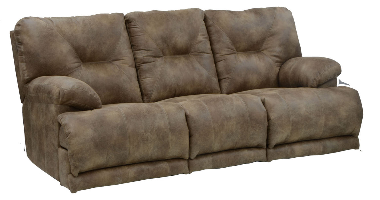 Catnapper - Voyager Power Lay Flat Reclining Sofa with 3x Recliner and Table in Brandy - 643845