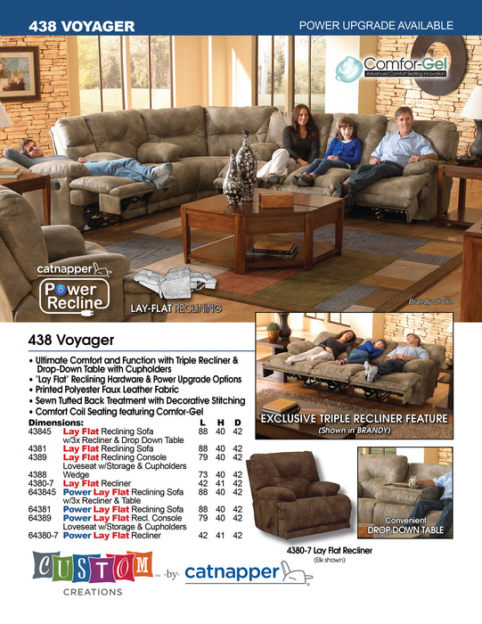 Catnapper - Voyager 3 Piece Power Lay Flat Sectional Sofa Set in Brandy - 643845-SECTIONAL