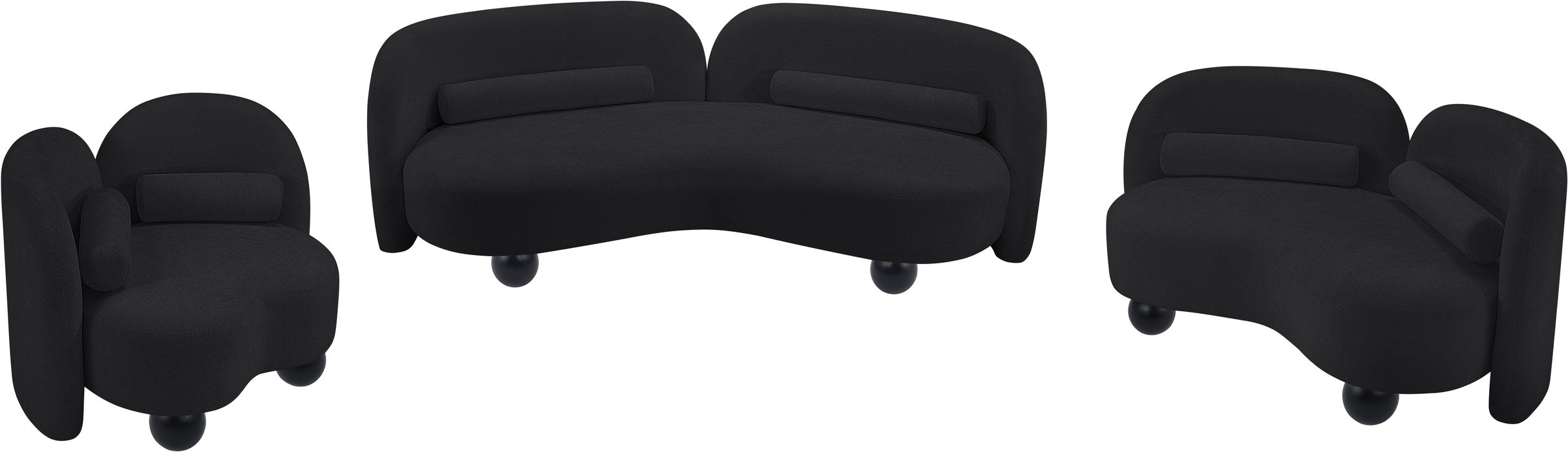 Meridian Furniture - Daphne 64" Black Chenille Fabric Upholstered Loveseat - 44001Black-L - GreatFurnitureDeal