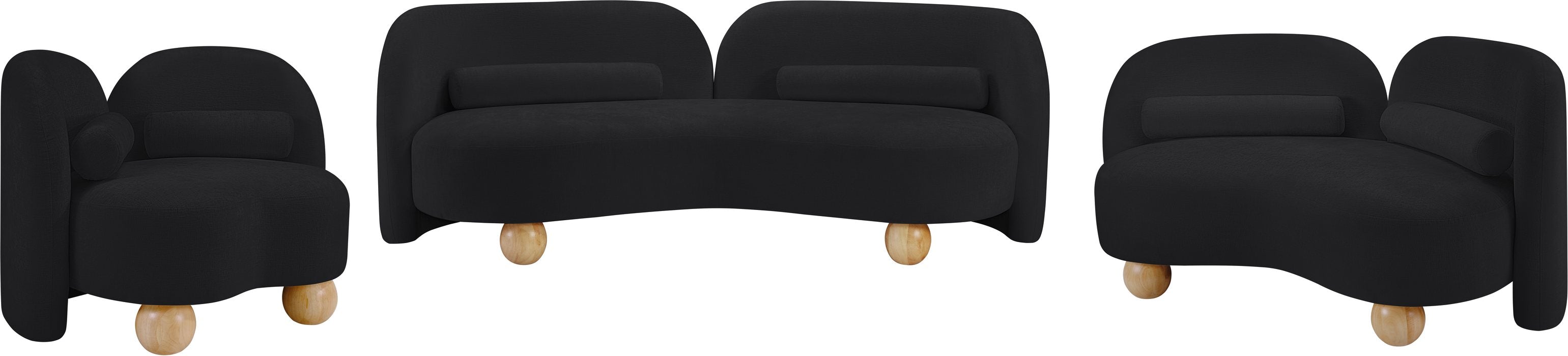 Meridian Furniture - Daphne 64" Black Chenille Fabric Upholstered Loveseat - 44001Black-L - GreatFurnitureDeal